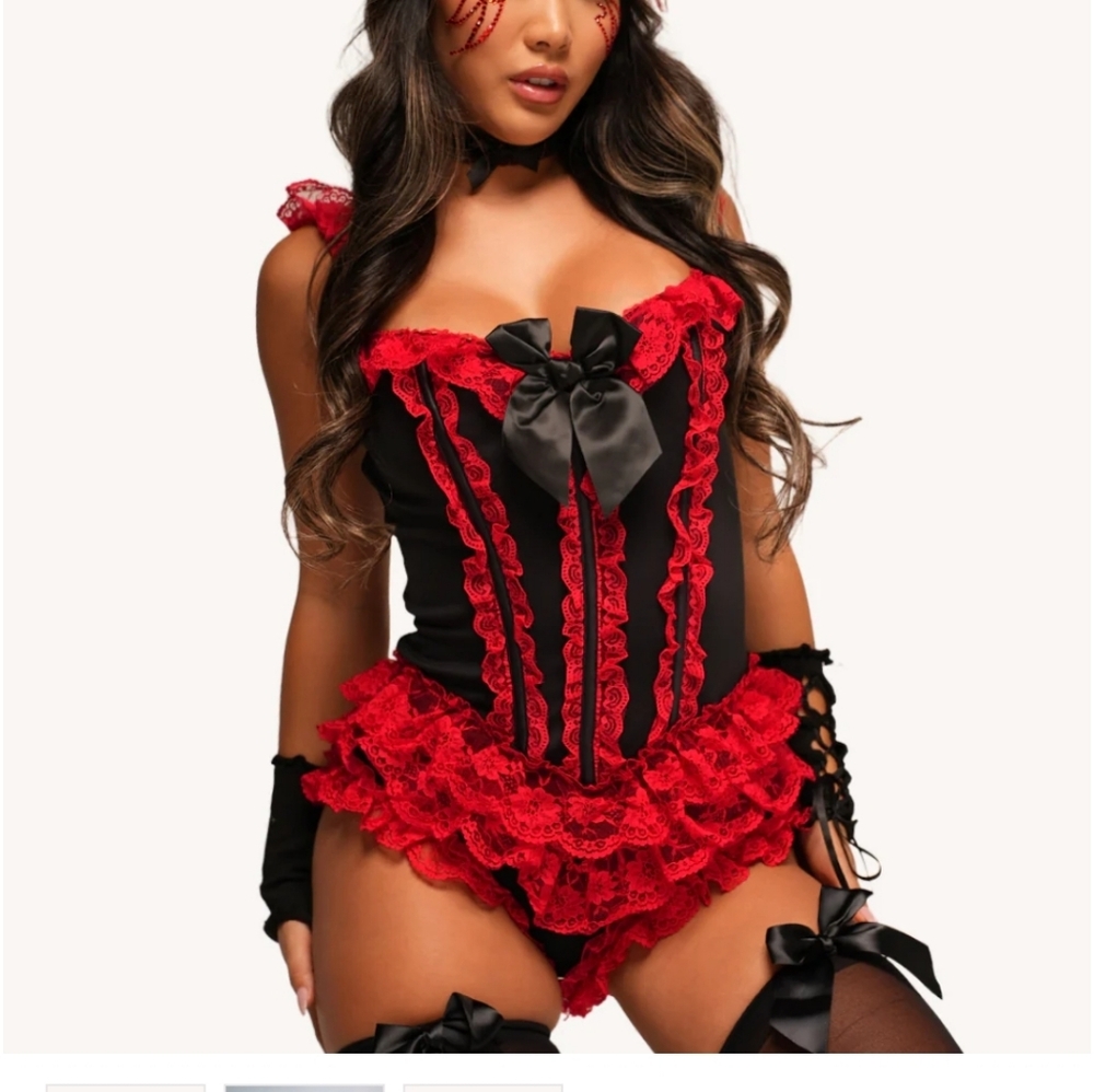 Elegant Black and Red Lace Corset Costume THIS IS A BODYSUIT BRAND NEW ONLY BODY